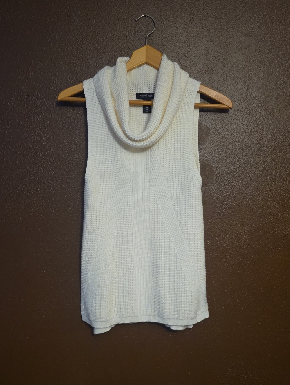White House Black Market Ivory Sleeveless Cowl Neck Sweater Size S